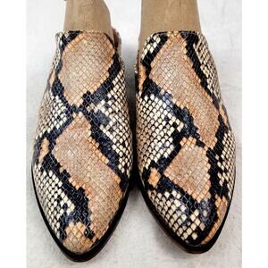 Frye Snakeskin Leather Mules 7.5 Western Pointed Toe Block Heel